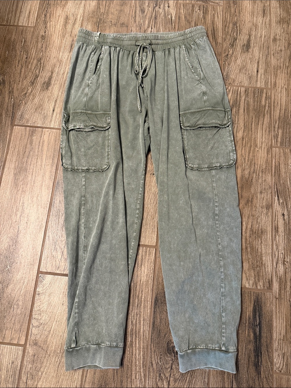 Torrid Olive Acid Wash Cargo Jogger Pants with Drawstring Waist size OT